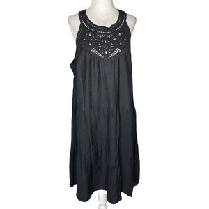 BTFBM Crochet Boho Cotton Swing Dress Tiered Sleeveless Lined Size Extra large